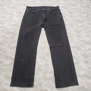 Levi's 514 Jeans Mens 36x30 Black Straight Fit Pockets Denim Dark Wash